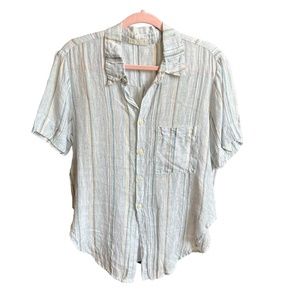 CP Shades linen short sleeve blue/white/pink stripped shirt women's size small